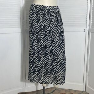 Vintage Zebra Sheer Chiffon Crinkle‎ Pleated Layered Midi Skirt